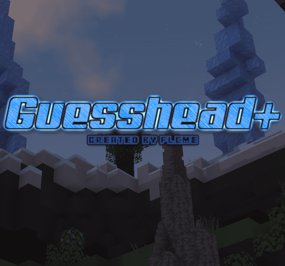 The logo for Guesshead+, a Minecraft map for 1.17.1 by flcme on MCCreations