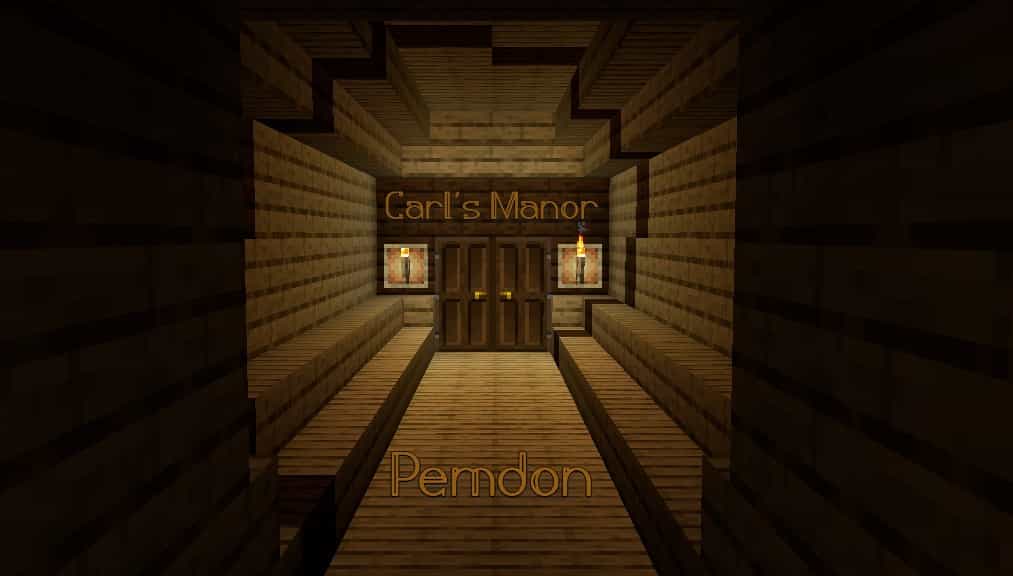 The logo for Carl's Manor, a Minecraft map for  by Pemdon on MCCreations