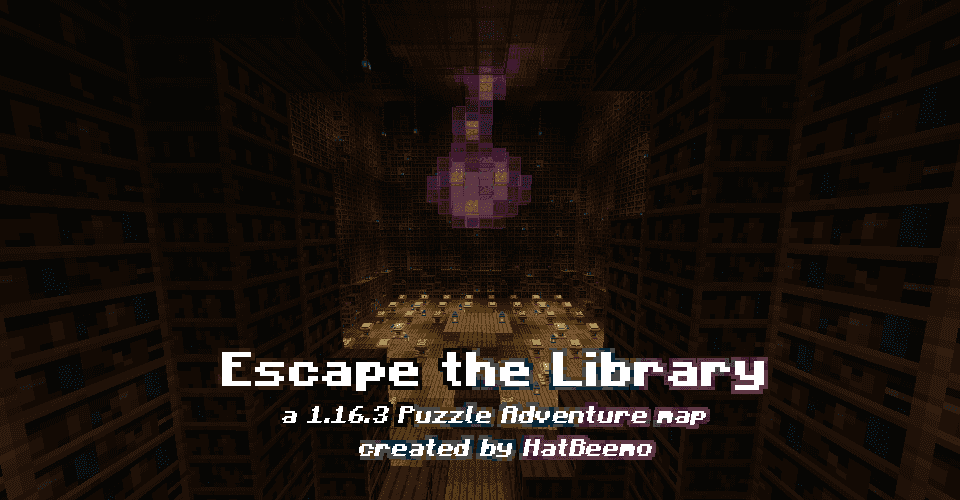 The logo for Escape the Library, a Minecraft map for 1.16.3 by Hat Beemo on MCCreations