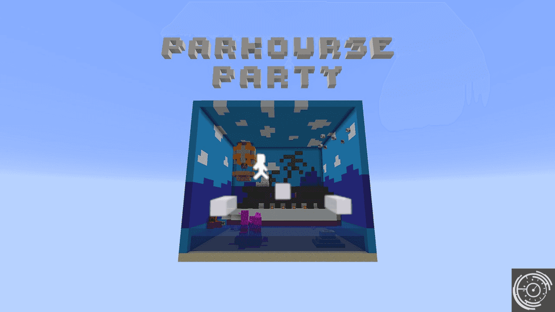 The logo for Parkourse Party, a Minecraft map for  by Cipher Studios on MCCreations