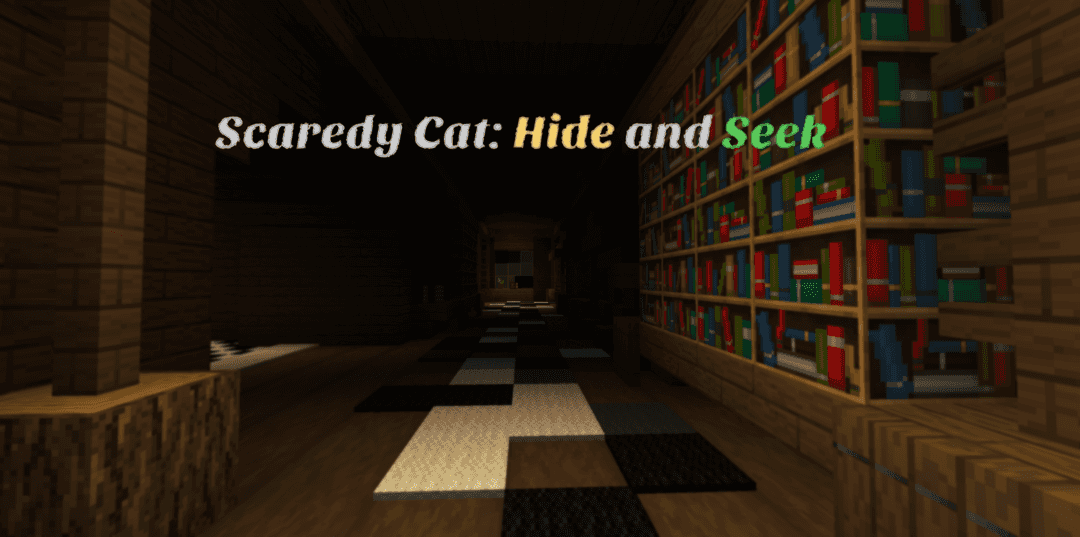 The logo for Scaredy Cat: Hide and Seek, a Minecraft map for 1.14.4 by Hygea Creations on MCCreations