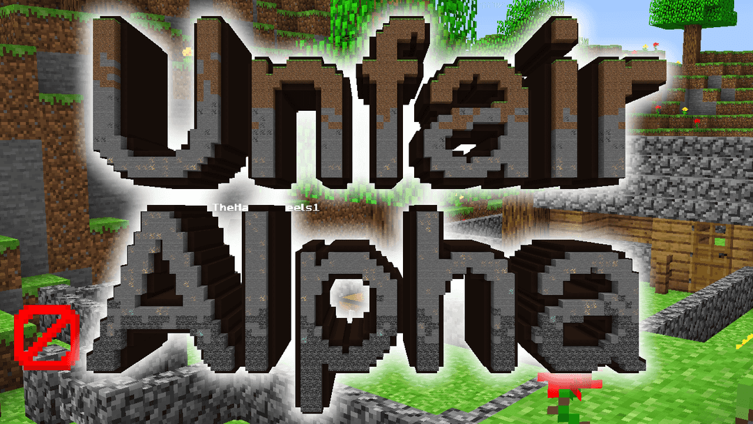 The logo for UNFAIR ALPHA, a Minecraft map for  by TheHappywheels1 on MCCreations