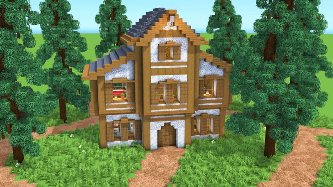 The logo for Medieval House Fully Decorated Interior, a Minecraft map for  by Raekon on MCCreations