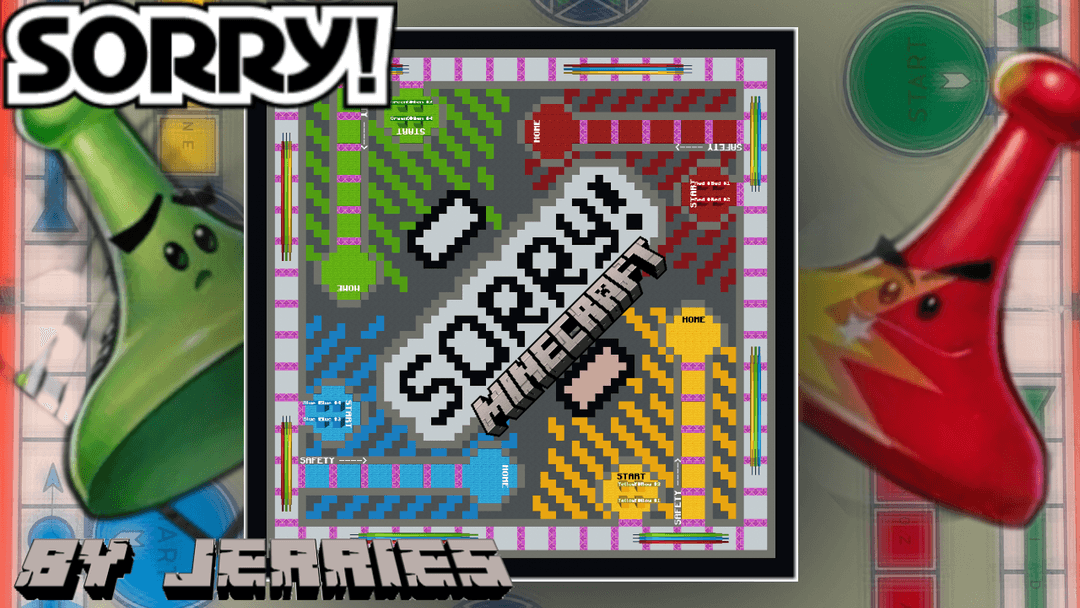 The logo for Sorry! In Minecraft!, a Minecraft map for 1.21.11 by Jerries on MCCreations
