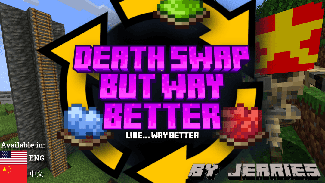 The logo for Death Swap But Way Better, a Minecraft map for 26.1 by Jerries on MCCreations