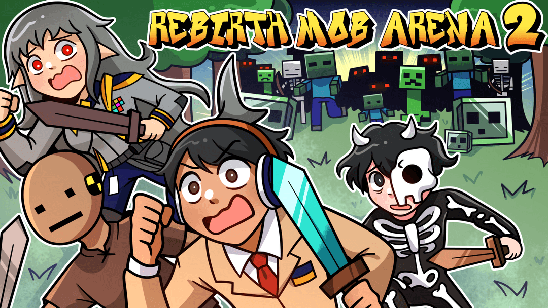 The logo for Rebirth Mob Arena 2, a Minecraft map for 1.19.4 by link2012 on MCCreations