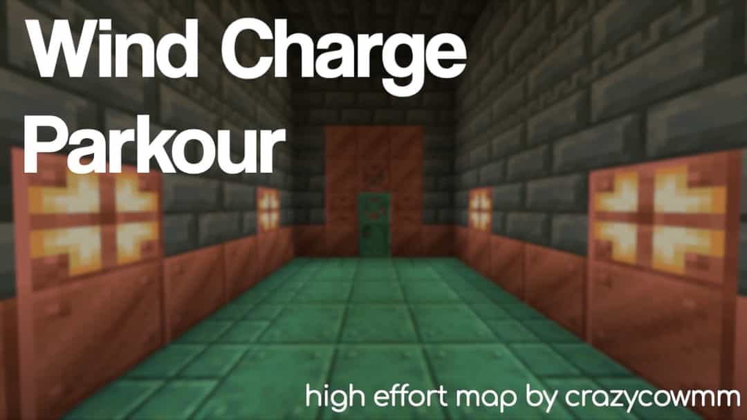The logo for Wind Charge Parkour, a Minecraft map for 1.20.5 by CrazyCowMM on MCCreations