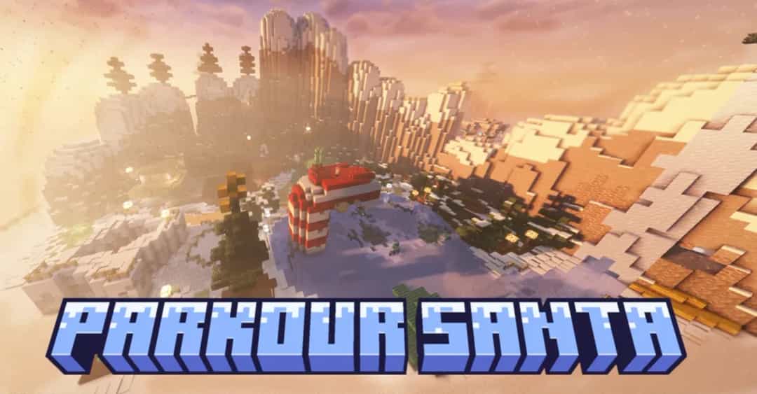 The logo for Parkour Santa Claus, a Minecraft map for 1.20.2 by Artem on MCCreations