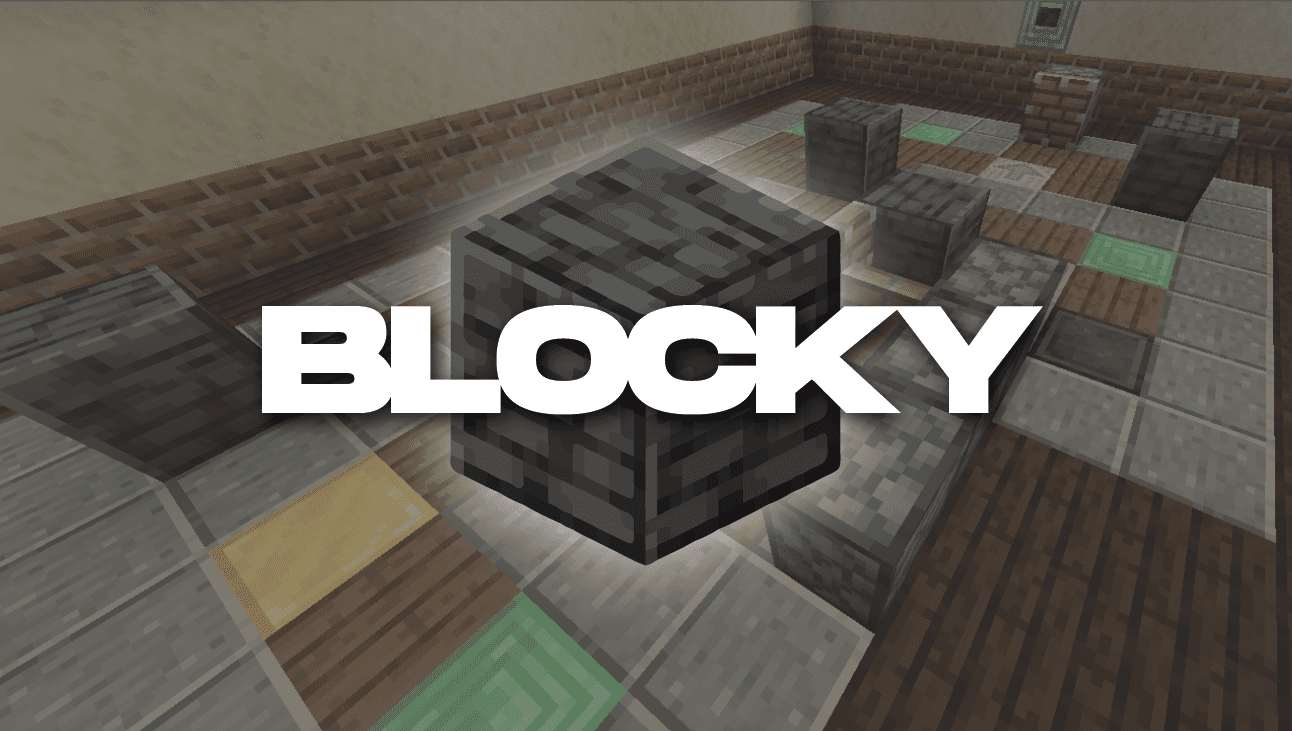 The logo for Blocky, a Minecraft map for Minecraft 1.17+ by FeatureFire on MCCreations