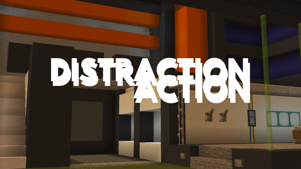 The logo for Distraction Action, a Minecraft map for Minecraft 1.16.4 by Spark Games on MCCreations