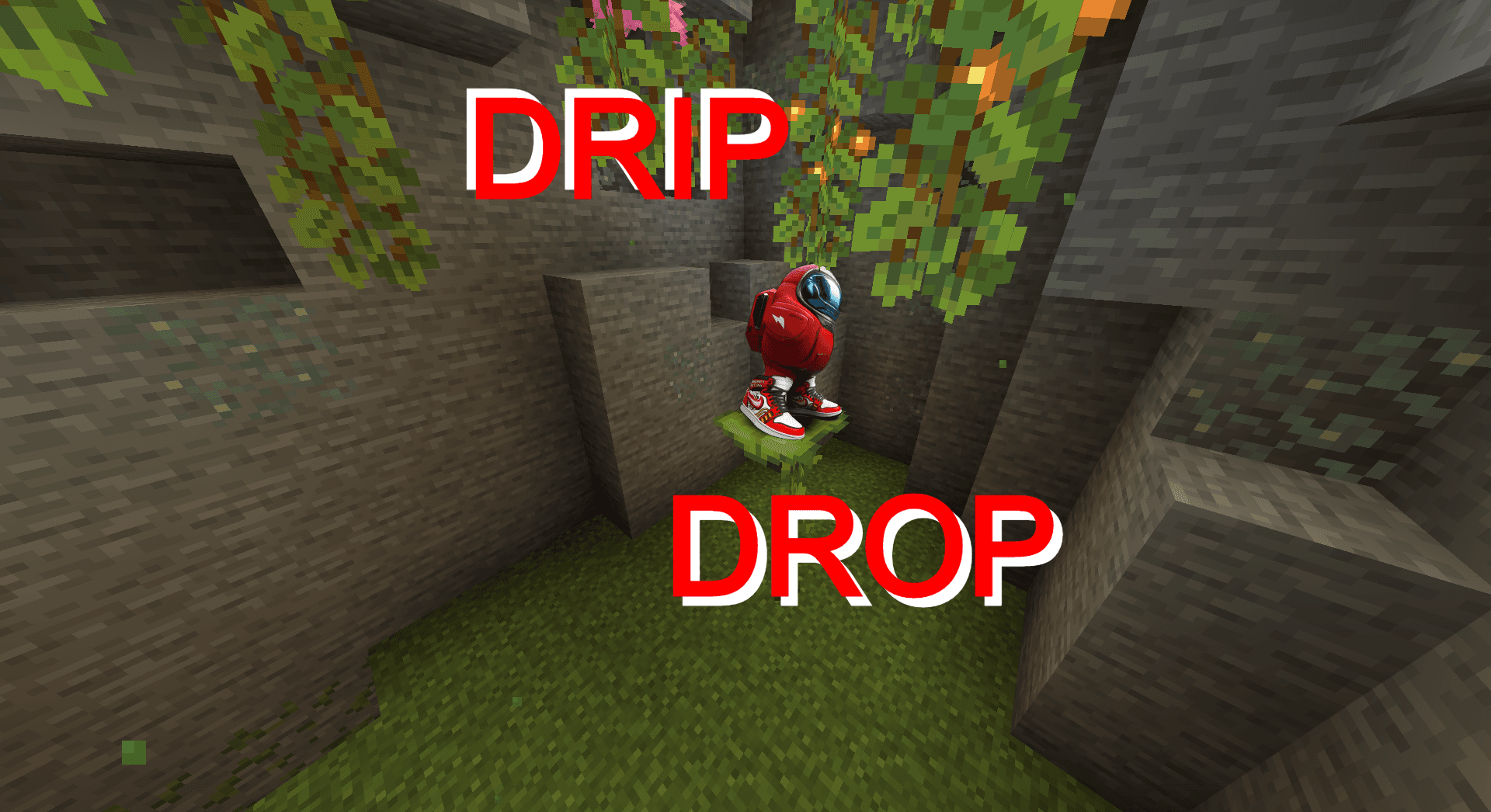 The logo for Drip Drop - Multiplayer Dripleaf Parkour, a Minecraft map for Minecraft 21w08b by Henzoid on MCCreations