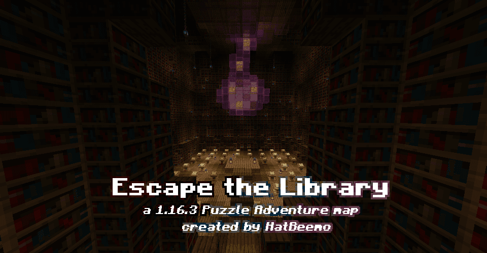 The logo for Escape the Library, a Minecraft map for Minecraft 1.16.3 by Hat Beemo on MCCreations