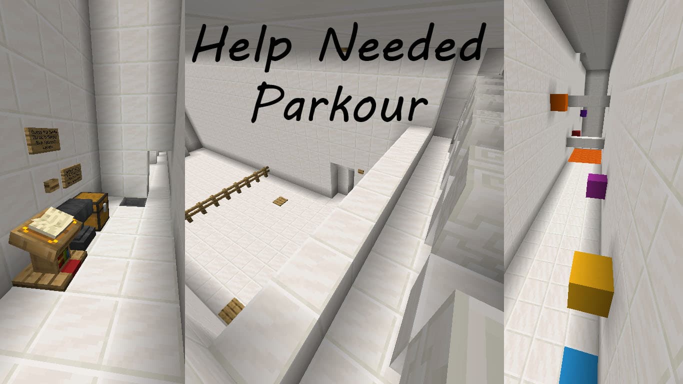 The logo for Help Needed, a Minecraft map for Minecraft 1.14.4 by monstermayhem436 on MCCreations