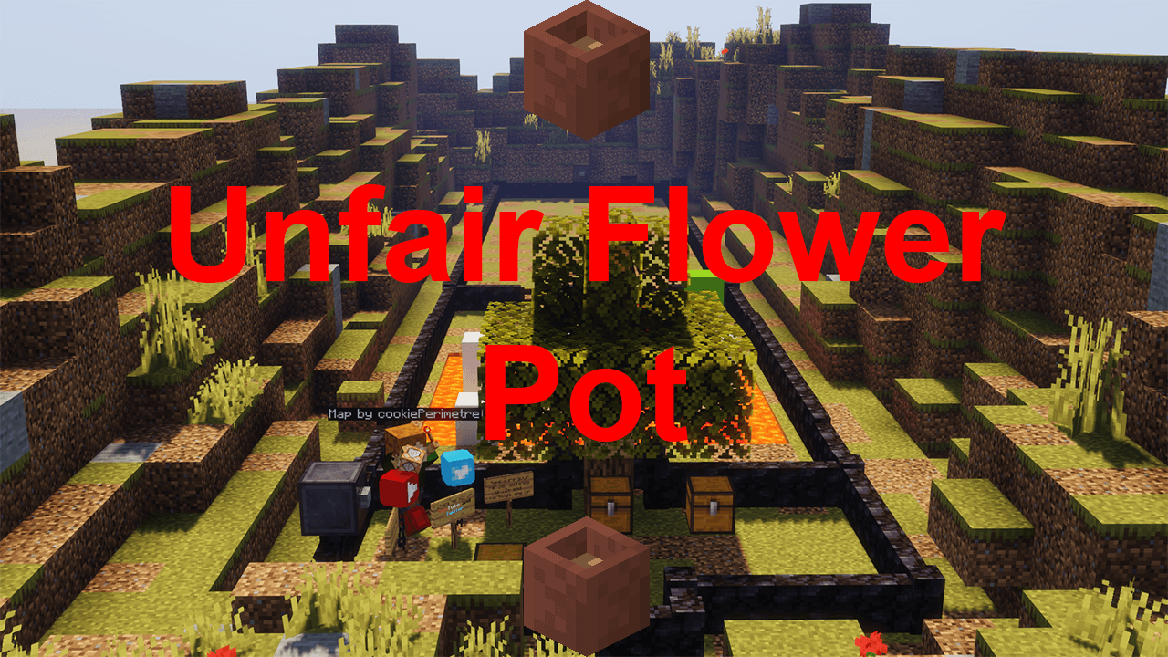 The logo for Unfair Flower Pot, a Minecraft map for Minecraft 1.16.5 by cookiePerimetre on MCCreations