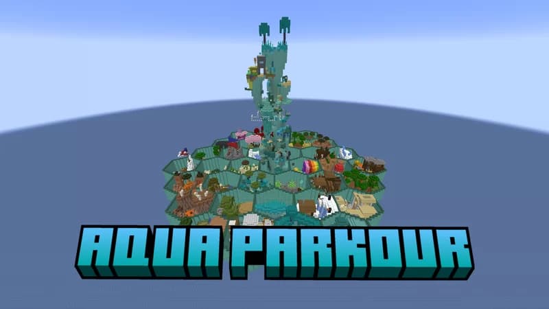 The logo for Aqua Parkour, a Minecraft Map for 1.21 by Teddyishappyl