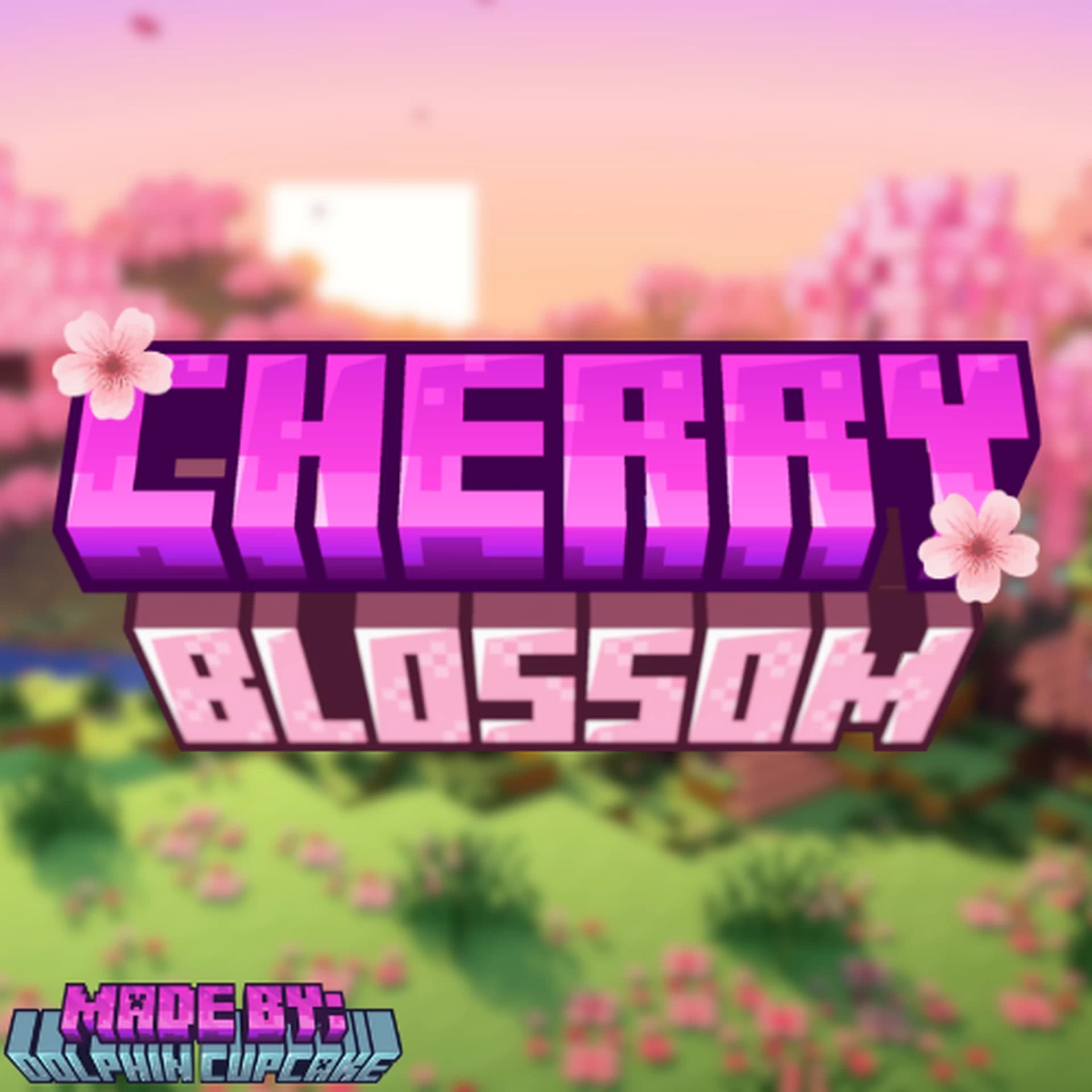 The logo for Netherite to Cherry Blossom, a Minecraft resourcepack for Minecraft 1.21 by Dolphin Cupcake on MCCreations