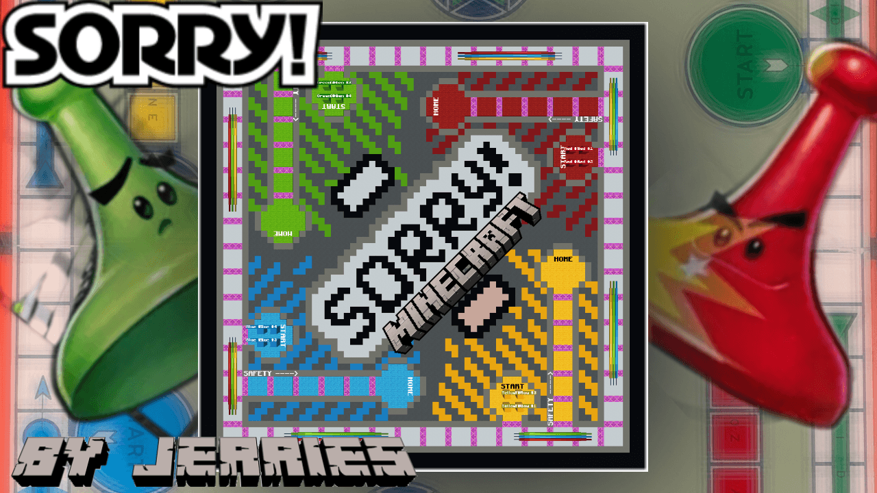 The logo for Sorry! In Minecraft!, a Minecraft map for 1.21.11 by Jerries on MCCreations