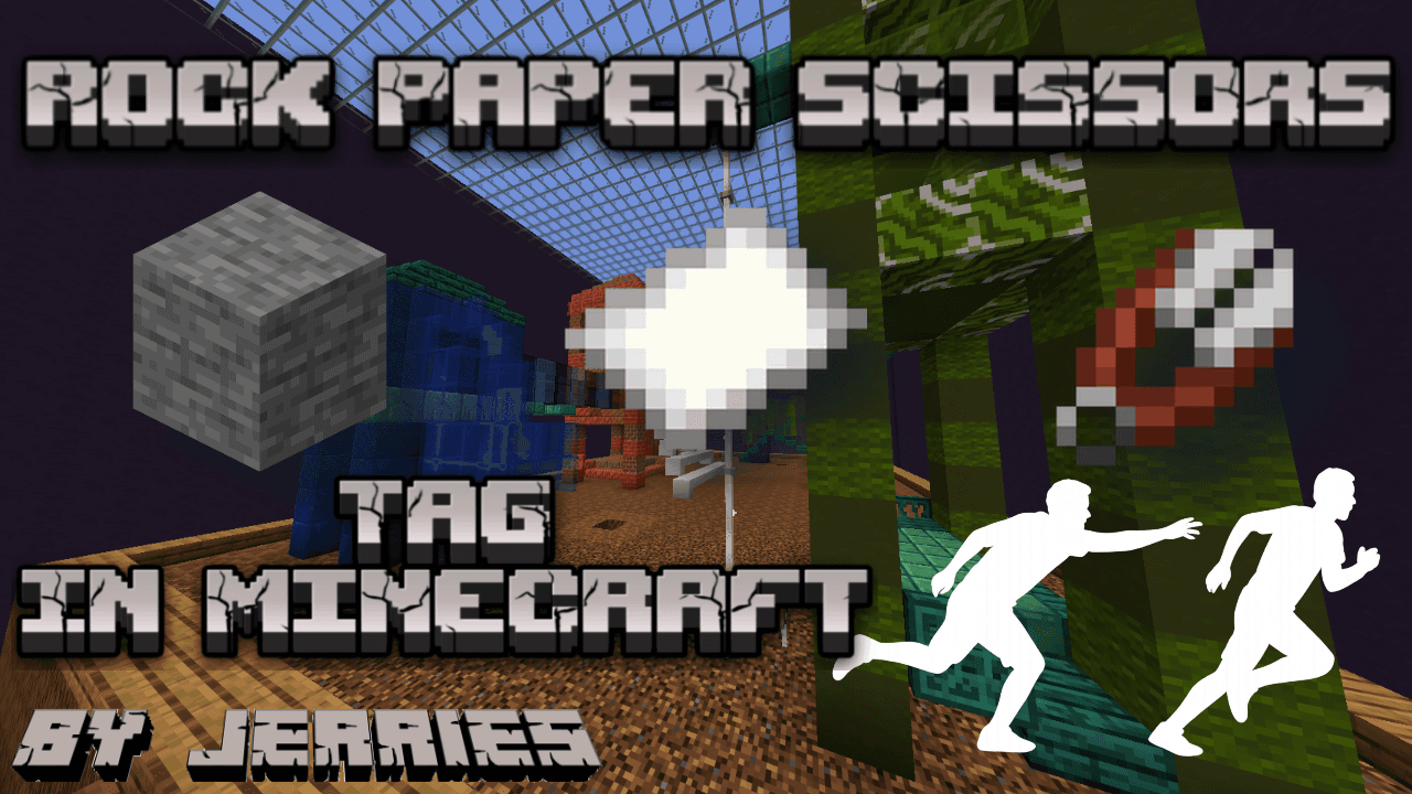 The logo for Rock Paper Scissors Tag!, a Minecraft Map