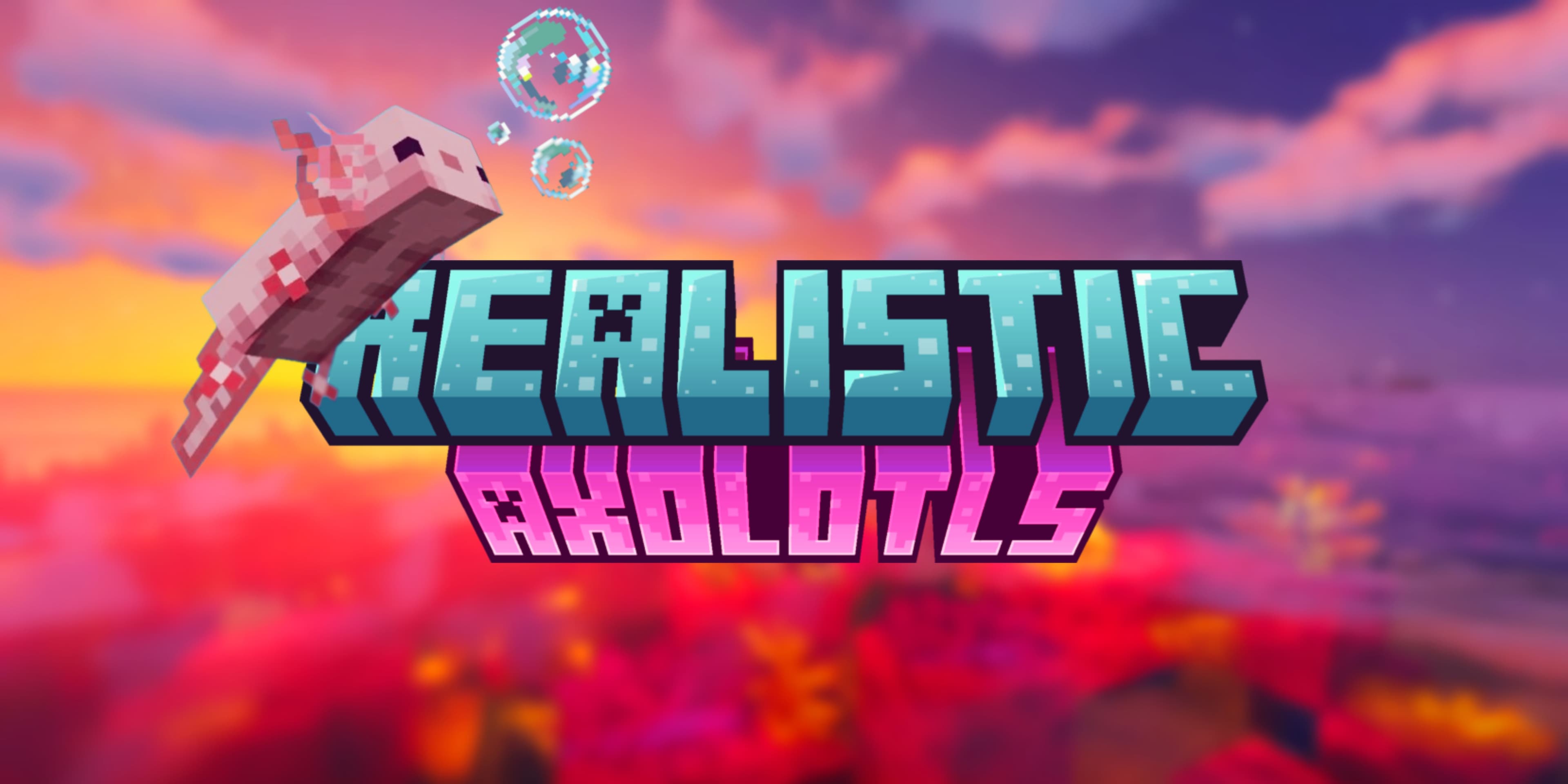 The logo for Realistic Axolotl Morphs, a Minecraft resourcepack for Minecraft 1.21 by Dolphin Cupcake on MCCreations