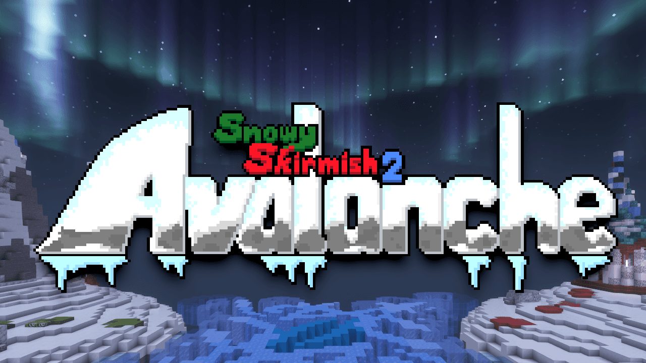 The logo for Snowy Skirmish 2: Avalanche, a Minecraft Map