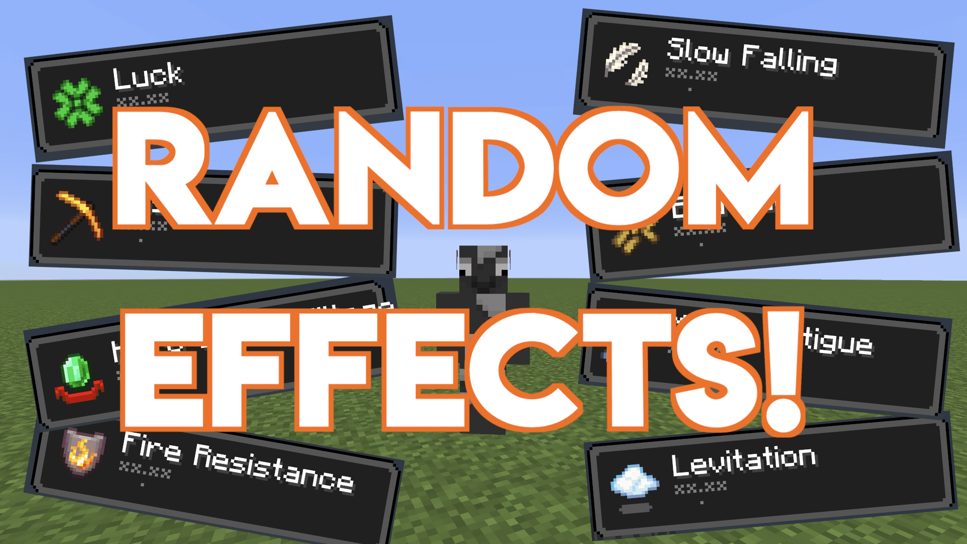 The logo for Random Effects, a Minecraft datapack for Minecraft 1.14 by CrazyCowMM on MCCreations