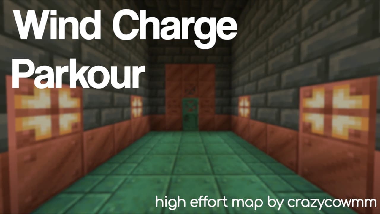 The logo for Wind Charge Parkour, a Minecraft map for Minecraft 1.20.5 by CrazyCowMM on MCCreations