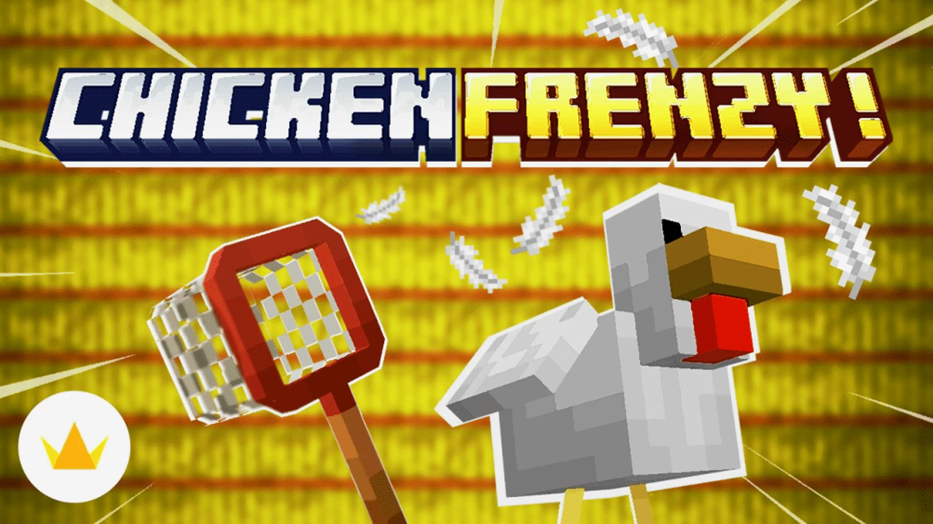 The logo for Chicken Frenzy, a Minecraft map for Minecraft 1.21 or 1.21.1 by TheWorfer 27 on MCCreations