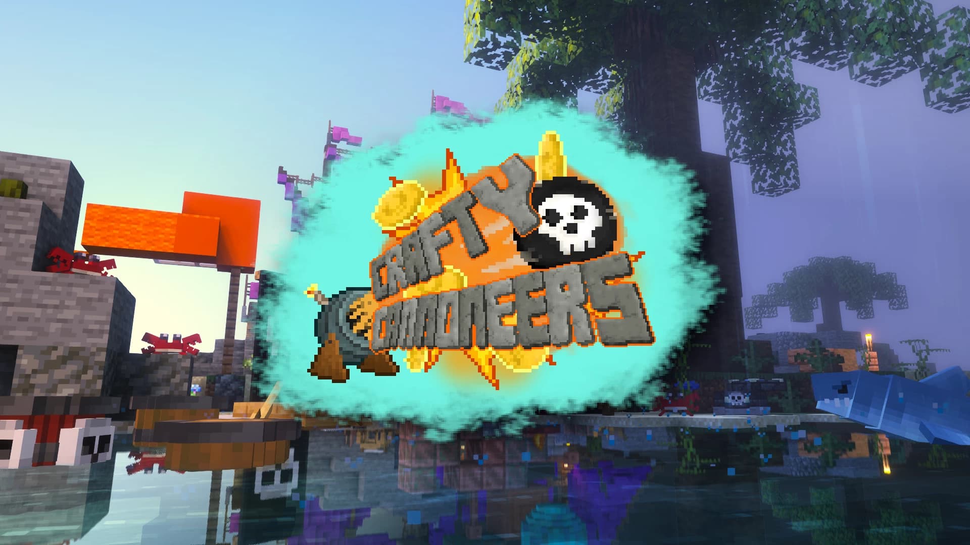 The logo for Crafty Cannoneers, a Minecraft map for Minecraft 1.21.x by ZeroniaServer on MCCreations