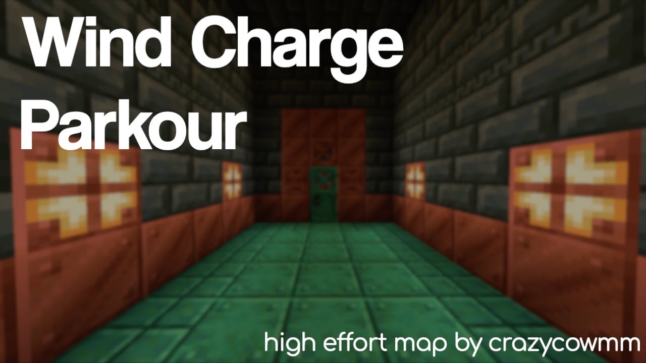 The logo for Wind Charge Parkour, a Minecraft Map for 1.20.5 by CrazyCowMM