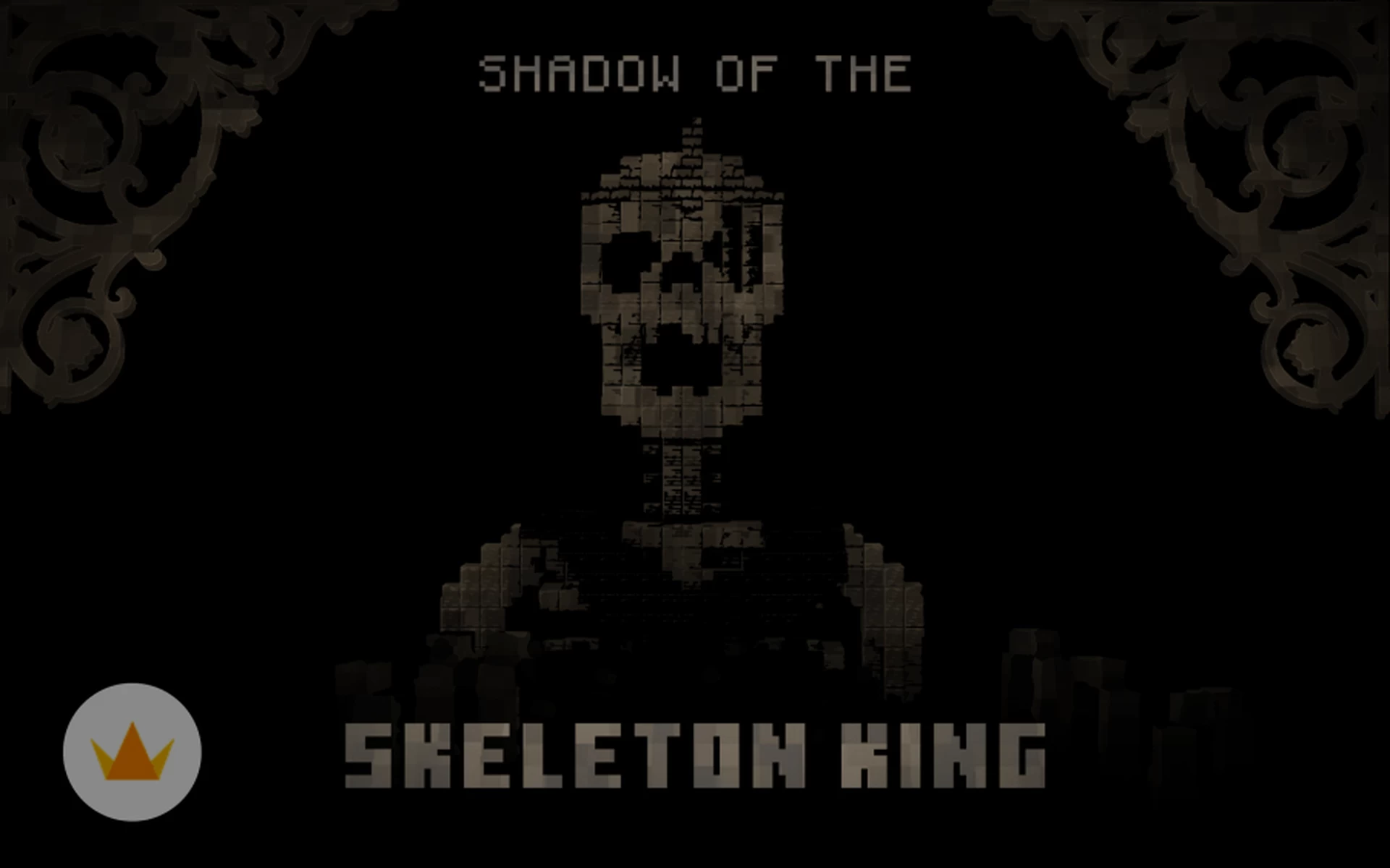The logo for Shadow of the Skeleton King, a Minecraft Map