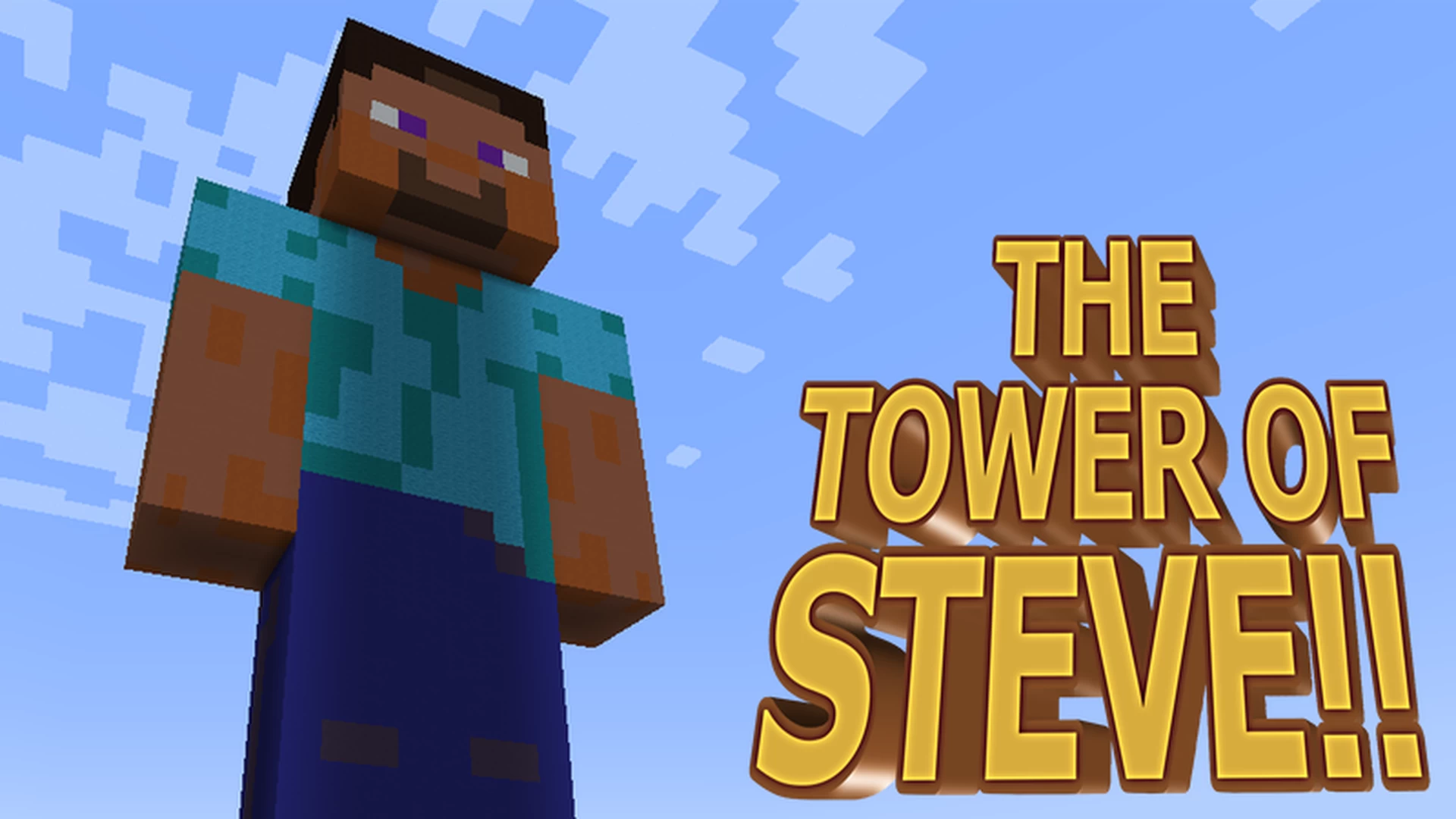 The logo for The Tower of Steve!!, a Minecraft Map